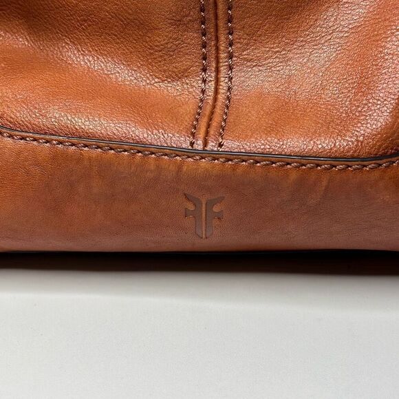 Frye Leather Ring Tote Shoulder Hobo Purse Cognac Brown Like New! - Picture 2 of 14
